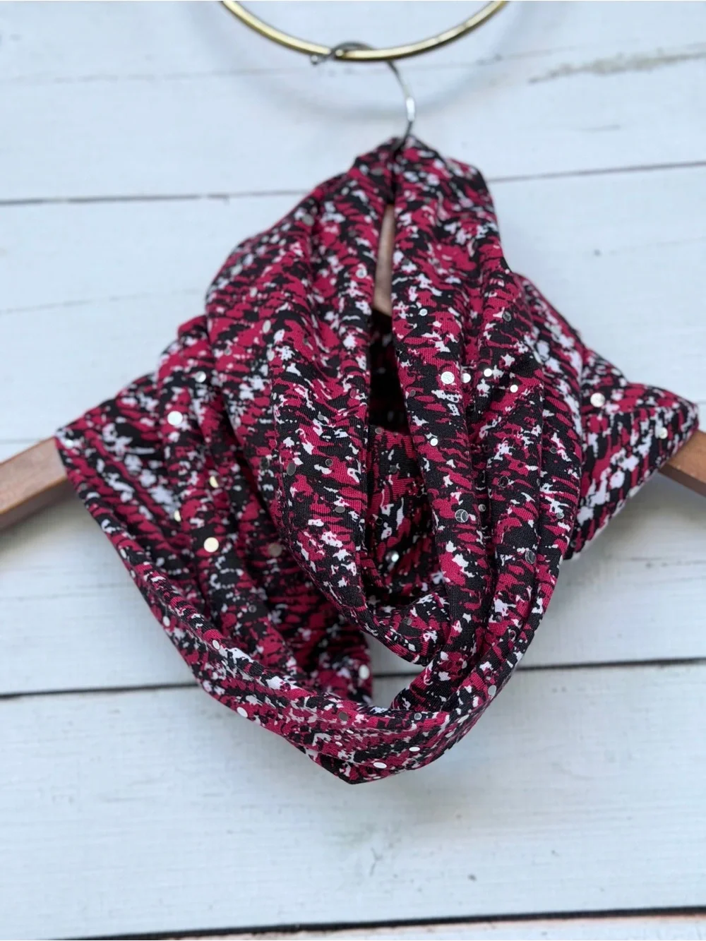 Textured Sequin Accent Infinity Loop Scarf